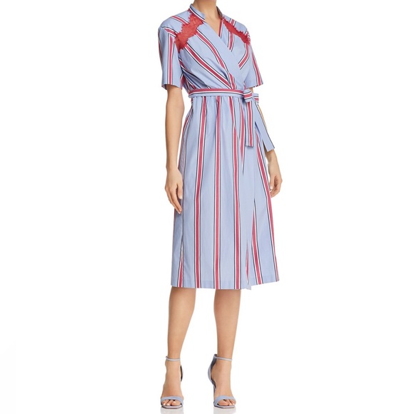 Sandro Mellow striped wrap dress - Picture 1 of 5